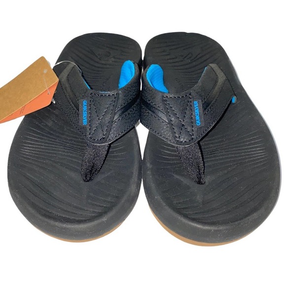 NWT Quiksilver Black Flip Flop Thong Sandals Y6 W39 - Picture 4 of 7